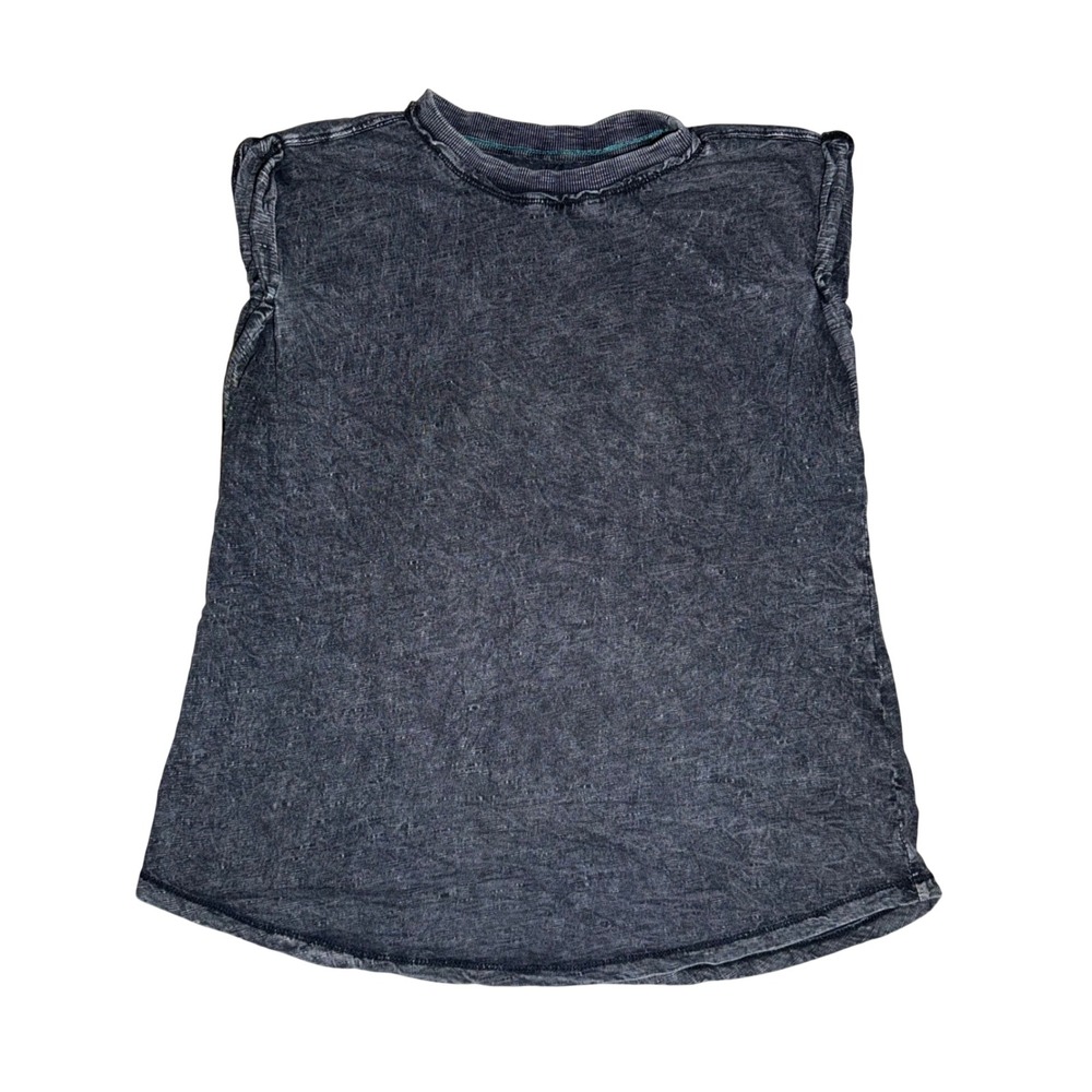 Pilcro Muscle Tank Women Medium Black Excellent Acid Wash Slub Cotton Tee - Picture 2 of 5